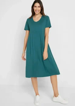 Damen bonprix Kleider|Bekleidung·Pullover & Strickjacken|Baumwoll-Jerseykleid, Midilänge