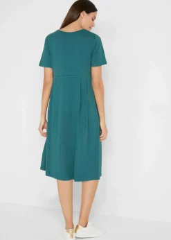 Damen bonprix Kleider|Bekleidung·Pullover & Strickjacken|Baumwoll-Jerseykleid, Midilänge