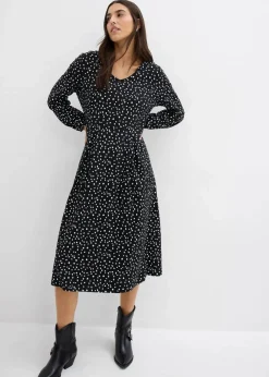 Damen bonprix Kleider|Bekleidung·Pullover & Strickjacken|Baumwoll-Jerseykleid, Midilänge