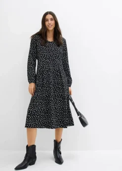 Damen bonprix Kleider|Bekleidung·Pullover & Strickjacken|Baumwoll-Jerseykleid, Midilänge