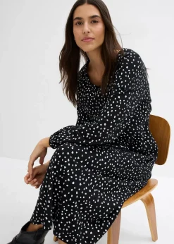 Damen bonprix Kleider|Bekleidung·Pullover & Strickjacken|Baumwoll-Jerseykleid, Midilänge
