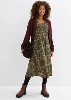 Hot Baumwoll-Jerseykleid, Midilänge Damen Bekleidung·Pullover & Strickjacken|Kleider