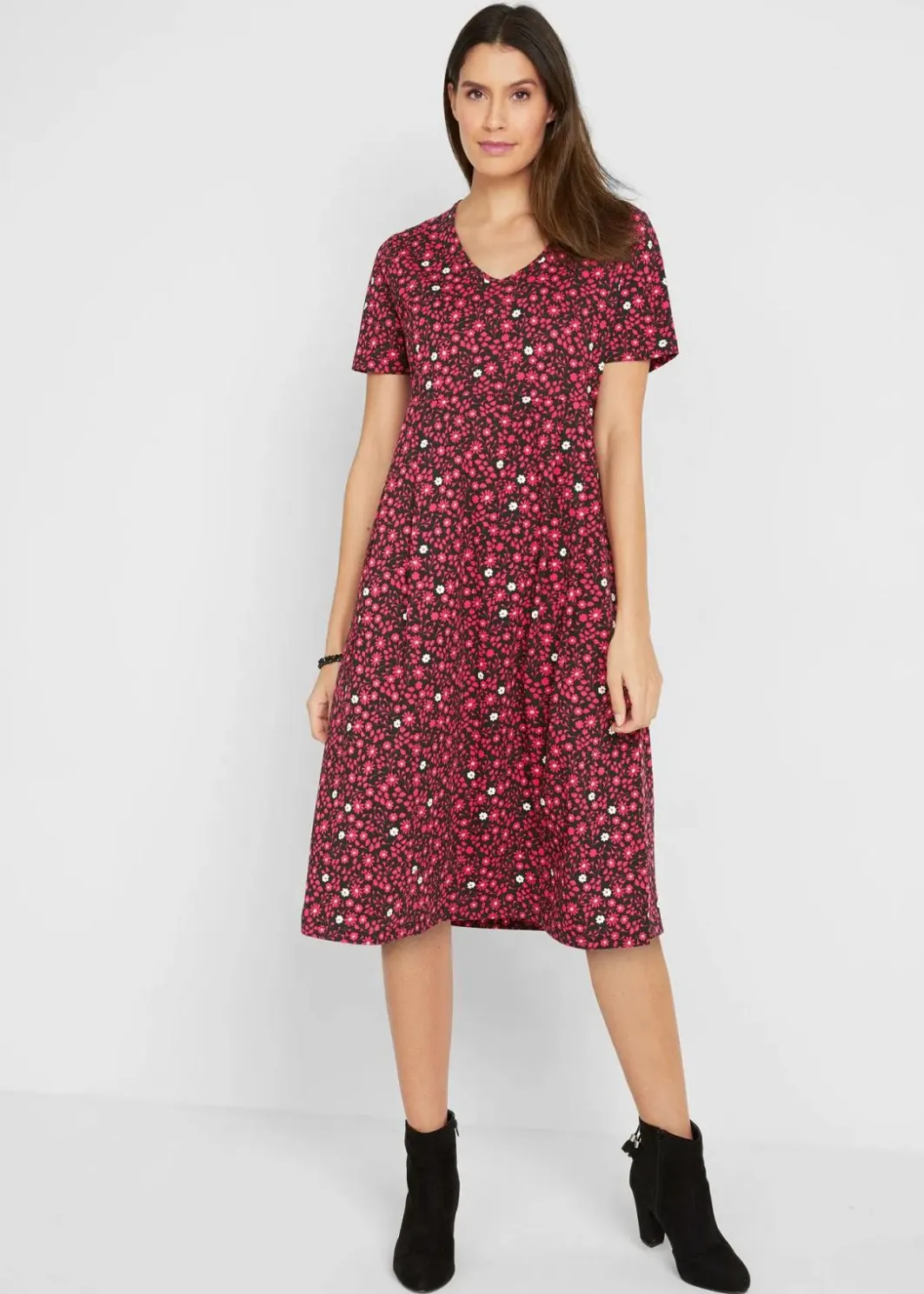 Sale Baumwoll-Jerseykleid, Midilänge Damen Kleider|Bekleidung·Pullover & Strickjacken