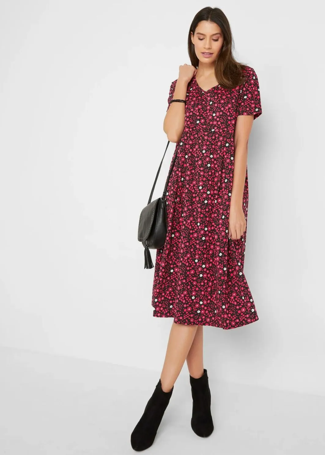 Sale Baumwoll-Jerseykleid, Midilänge Damen Kleider|Bekleidung·Pullover & Strickjacken