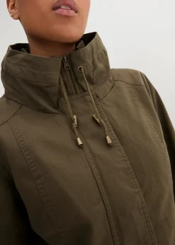Discount Baumwoll-Kurzparka mit Stehkragen, talliert Damen Jacken & Mäntel|Bekleidung·Hosen