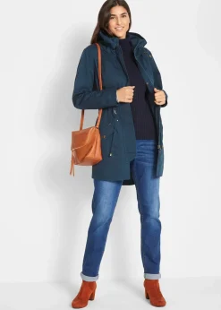 Online Baumwoll-Kurzparka mit Stehkragen, talliert Damen Bekleidung·Hosen|Jacken & Mäntel