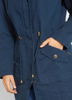 Online Baumwoll-Kurzparka mit Stehkragen, talliert Damen Bekleidung·Hosen|Jacken & Mäntel