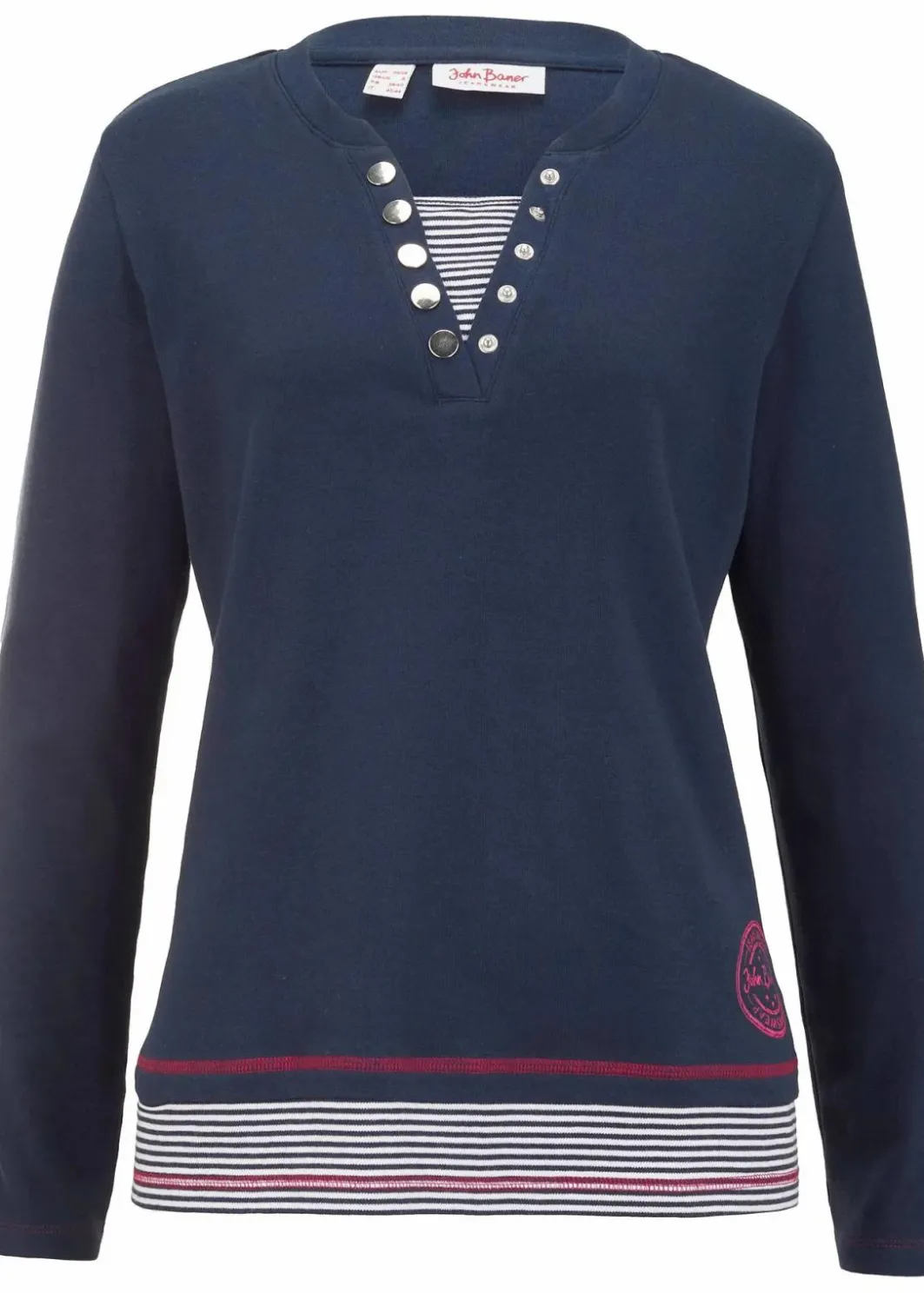 Online Baumwoll-Langarmshirt, 2 in 1-Optik Damen Nachhaltigere Materialien|Shirts & Tops