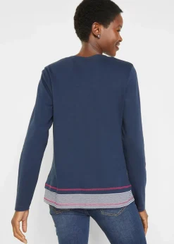 Online Baumwoll-Langarmshirt, 2 in 1-Optik Damen Nachhaltigere Materialien|Shirts & Tops