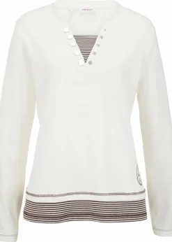 Damen bonprix Shirts & Tops|Nachhaltigere Materialien|Baumwoll-Langarmshirt, 2 in 1-Optik