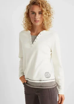 Damen bonprix Shirts & Tops|Nachhaltigere Materialien|Baumwoll-Langarmshirt, 2 in 1-Optik