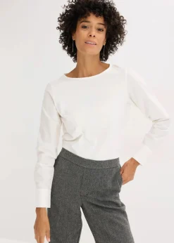 Damen bonprix Shirts & Tops|Baumwoll-Langarmshirt mit Ärmeln aus Popeline