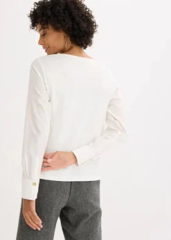 Damen bonprix Shirts & Tops|Baumwoll-Langarmshirt mit Ärmeln aus Popeline