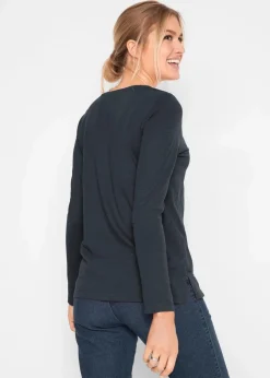 Damen bonprix Shirts & Tops|Baumwoll-Langarmshirt mit Eulendruck