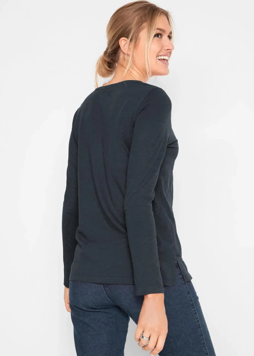 Damen bonprix Shirts & Tops|Baumwoll-Langarmshirt mit Eulendruck