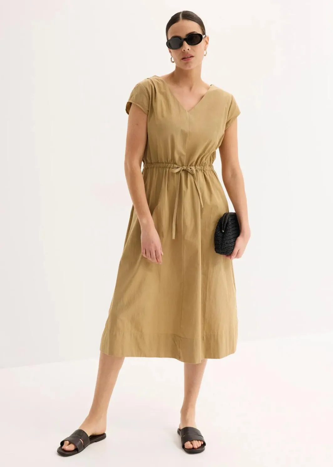 Clearance Baumwoll-Popeline Kleid mit variablem Zugband Damen Bekleidung·Pullover & Strickjacken|Kleider