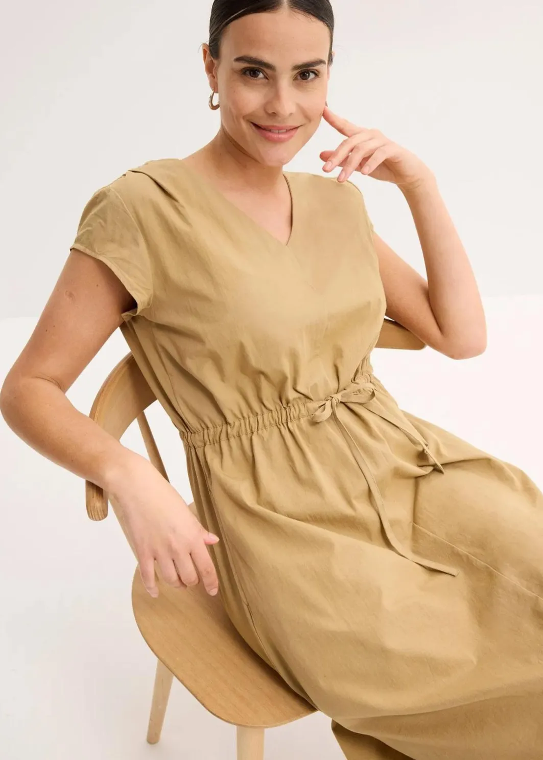 Clearance Baumwoll-Popeline Kleid mit variablem Zugband Damen Bekleidung·Pullover & Strickjacken|Kleider