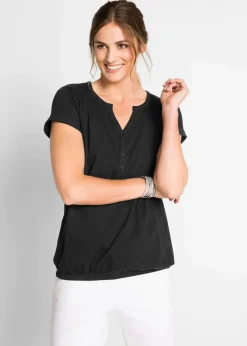 Damen bonprix Shirts & Tops|Baumwoll-Shirt, Kurzarm