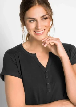 Damen bonprix Shirts & Tops|Baumwoll-Shirt, Kurzarm