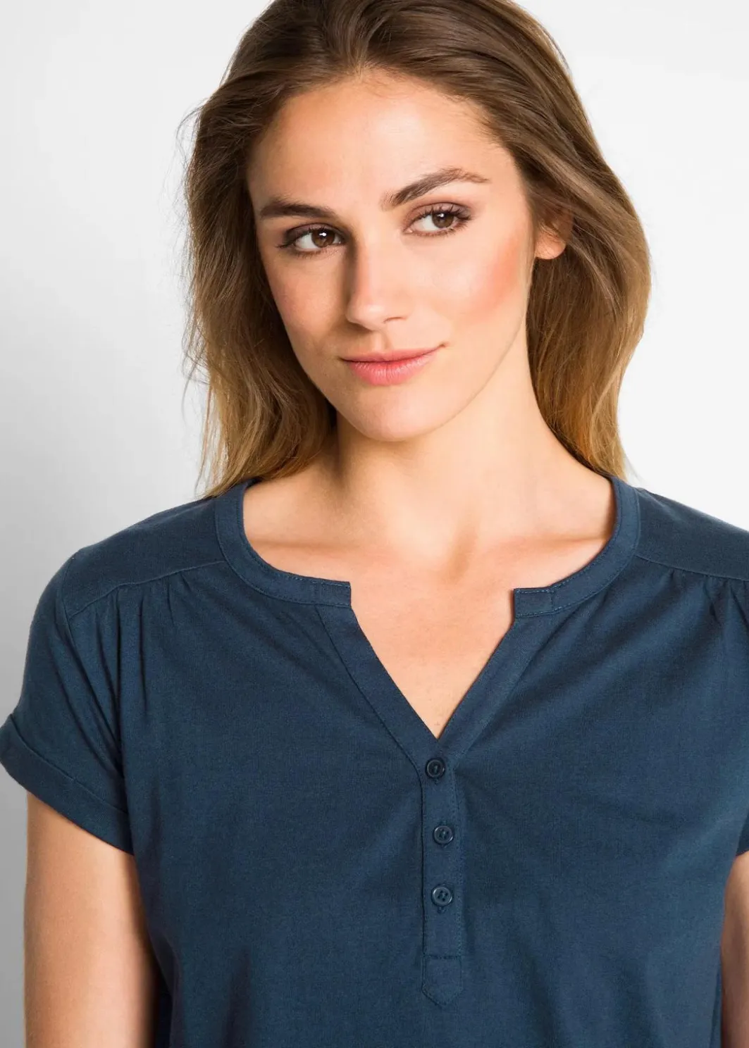 Damen bonprix Shirts & Tops|Baumwoll-Shirt, Kurzarm