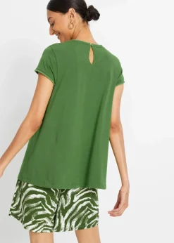 Damen bonprix Shirts & Tops|Baumwoll-Shirt mit Spitze