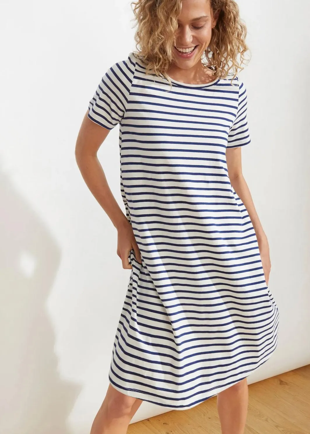Damen bonprix Kleider|Baumwoll-Shirtkleid aus Flammgarn