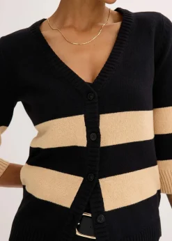 Baumwollstrickjacke mit Streifen Damen Bekleidung·Umstandsmode|Strickmode
