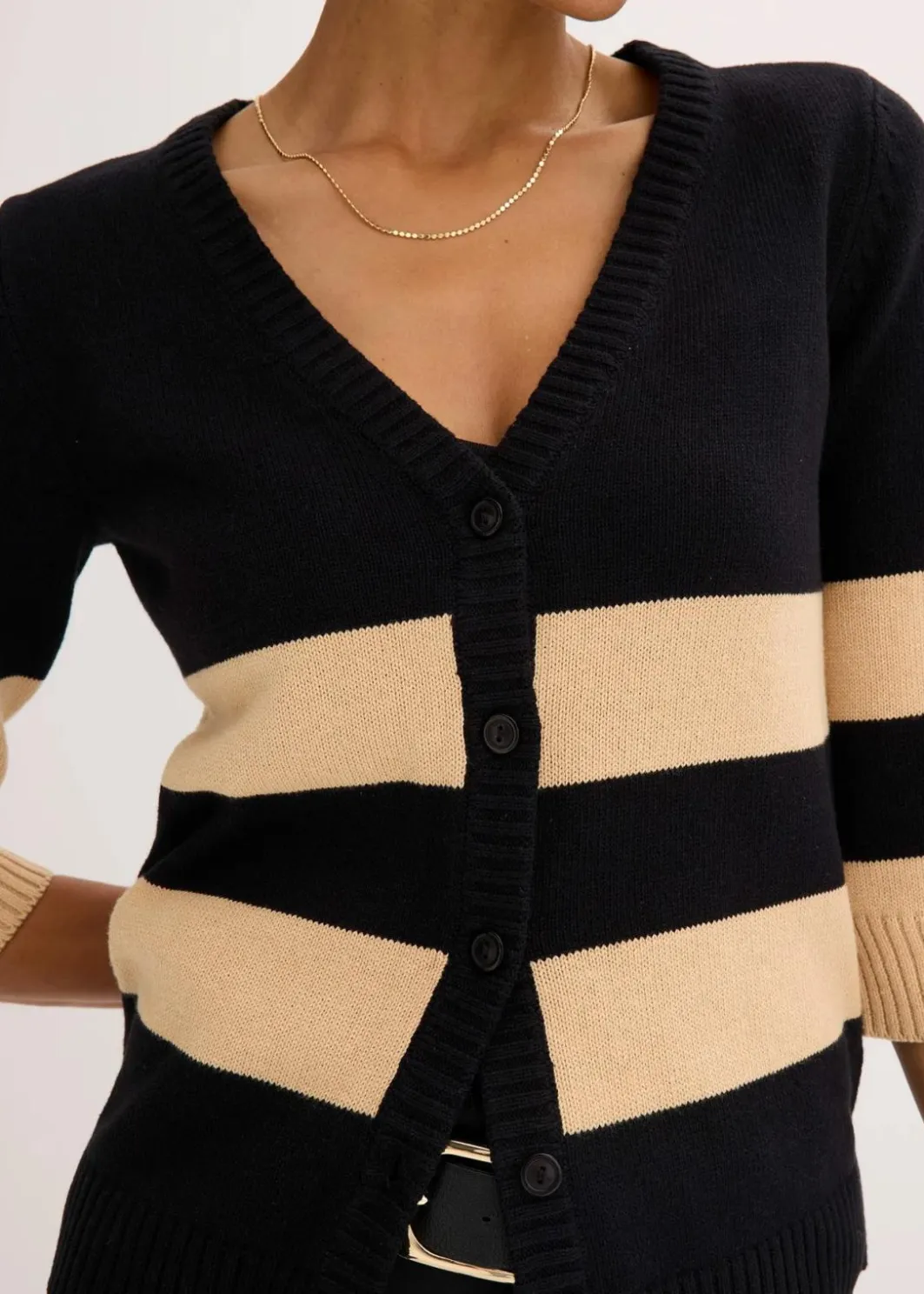 Baumwollstrickjacke mit Streifen Damen Bekleidung·Umstandsmode|Strickmode
