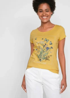 Outlet Baumwoll-T-Shirt mit Druck Damen Shirts & Tops|Nachhaltigere Materialien