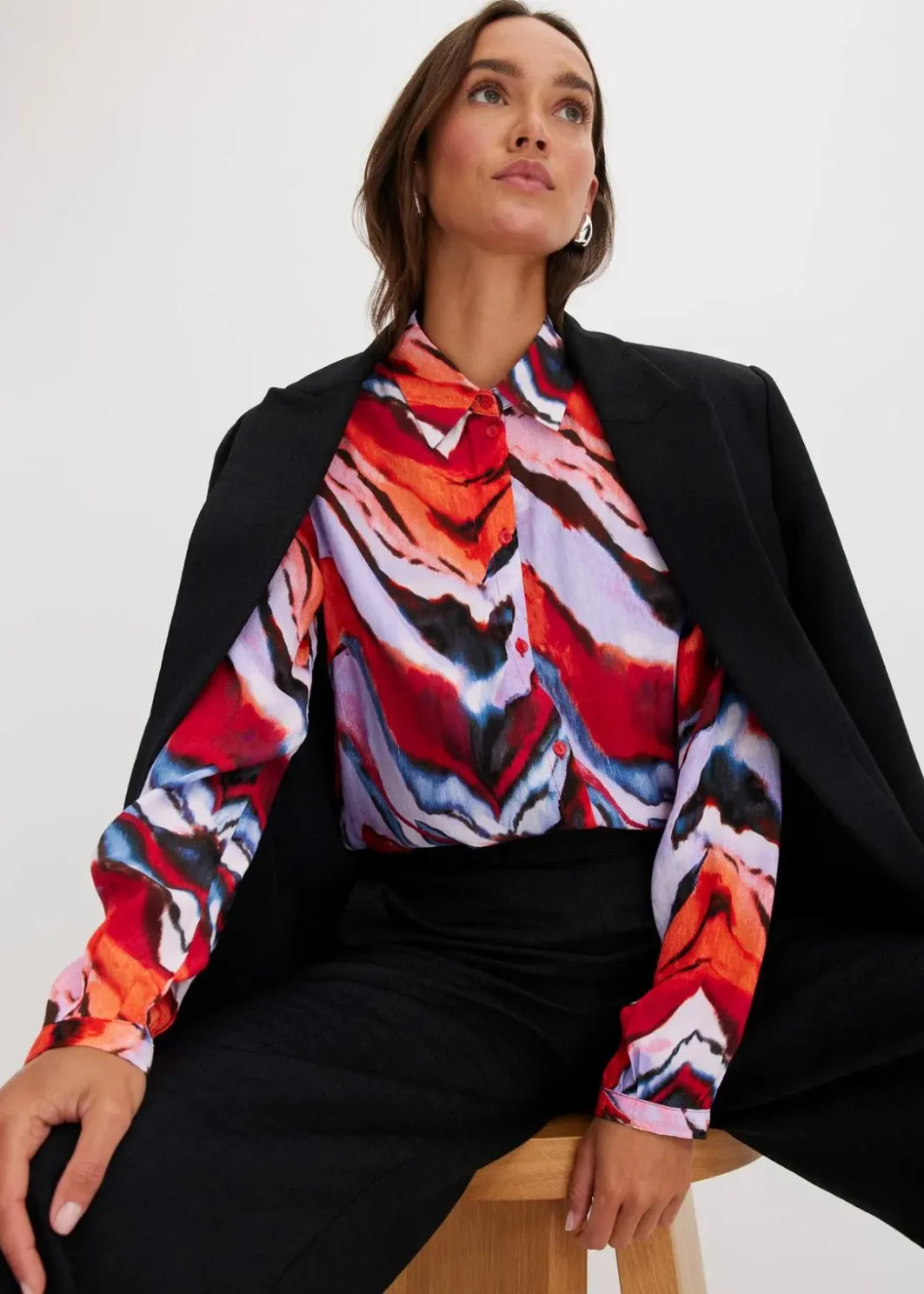 Damen bonprix Bekleidung·Jacken & Mäntel|Nachhaltigere Materialien|bedruckte Bluse