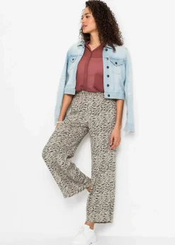 Damen bonprix Bekleidung·Kleider|Hosen|Bedruckte Palazzo-Hose