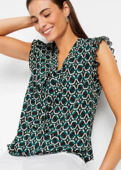 Clearance bedrucktes Blusentop Damen Nachhaltigere Materialien|Blusen & Tuniken