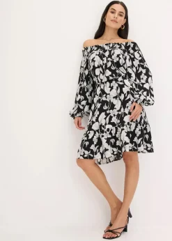 Sale bedrucktes Carmen-Kleid Damen Nachhaltigere Materialien|Kleider