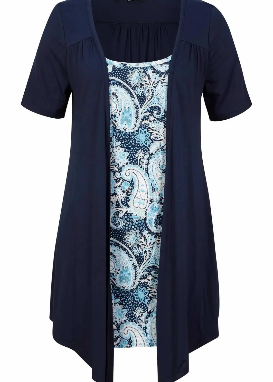 Damen bonprix Shirts & Tops|Nachhaltigere Materialien|Bedrucktes 2in1 Shirt mit Rundhals