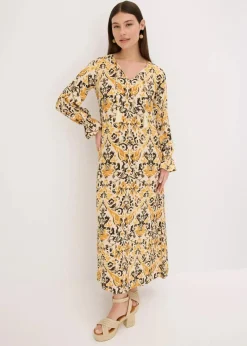 Damen bonprix Nachhaltigere Materialien|Kleider|bedrucktes Kaftan-Kleid aus fließender Viskose