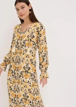 Damen bonprix Nachhaltigere Materialien|Kleider|bedrucktes Kaftan-Kleid aus fließender Viskose