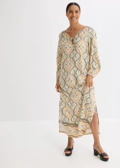 New bedrucktes Kaftan-Kleid aus fließender Viskose Damen Bekleidung·Pullover & Strickjacken|Nachhaltigere Materialien