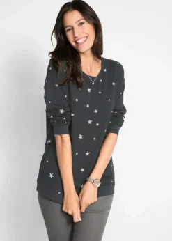 Bedrucktes Langarmshirt aus Baumwolle Damen Shirts & Tops