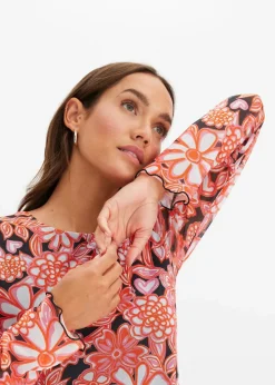 Damen bonprix Shirts & Tops|bedrucktes Mesh-Langarmshirt