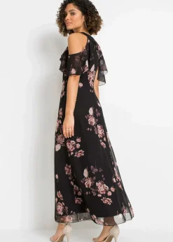 Clearance Bedrucktes Mesh-Maxikleid Damen Bekleidung·Pullover & Strickjacken|Kleider