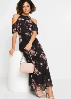 Clearance Bedrucktes Mesh-Maxikleid Damen Bekleidung·Pullover & Strickjacken|Kleider