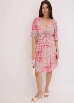 Outlet bedrucktes Mesh-Tunika-Kleid Damen Bekleidung·Pullover & Strickjacken|Kleider