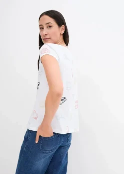Damen bonprix Nachhaltigere Materialien|Shirts & Tops|Bedrucktes Shirt mit Rundhalsausschnitt aus Bio-Baumwolle