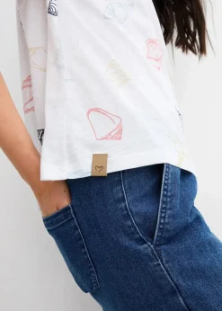 Damen bonprix Nachhaltigere Materialien|Shirts & Tops|Bedrucktes Shirt mit Rundhalsausschnitt aus Bio-Baumwolle