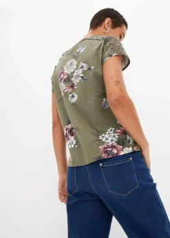 Hot Bedrucktes Shirt mit Spitze Damen Shirts & Tops