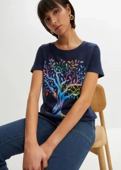 Damen bonprix Shirts & Tops|Nachhaltigere Materialien|Bedrucktes T-Shirt aus Bio-Baumwolle