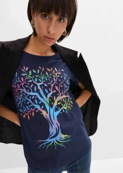 Damen bonprix Shirts & Tops|Nachhaltigere Materialien|Bedrucktes T-Shirt aus Bio-Baumwolle