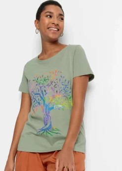 Bedrucktes T-Shirt aus Bio-Baumwolle Damen Nachhaltigere Materialien|Shirts & Tops