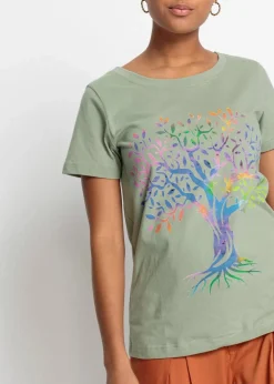Bedrucktes T-Shirt aus Bio-Baumwolle Damen Nachhaltigere Materialien|Shirts & Tops