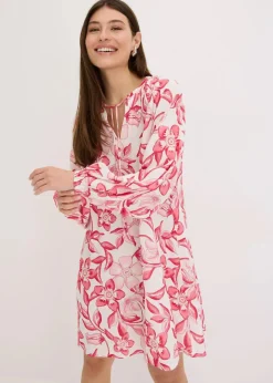 Damen bonprix Bekleidung·Pullover & Strickjacken|Nachhaltigere Materialien|bedrucktes Tunika-Kleid aus fließender Viskose
